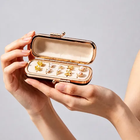 Portable Leather Mini Jewelry Box Travel Earrings Ring Organizer Storage Case Velvet Lining Clasp Case Small Jewelry Box For Women