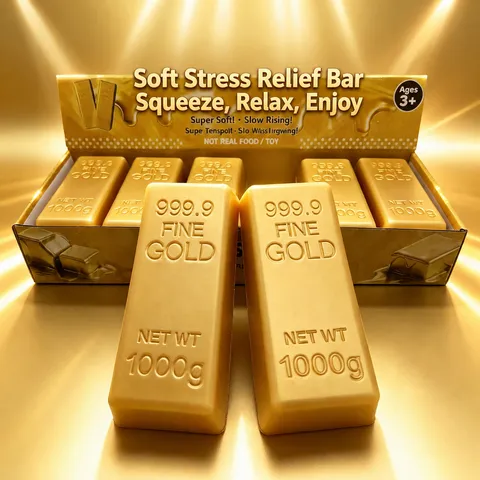 Realistic Gold Bar Squishy Slow Rising PU Stress Relief Toy For Kids Adults Realistic Gold Brick Squeeze Toy Stress Reliever Gift