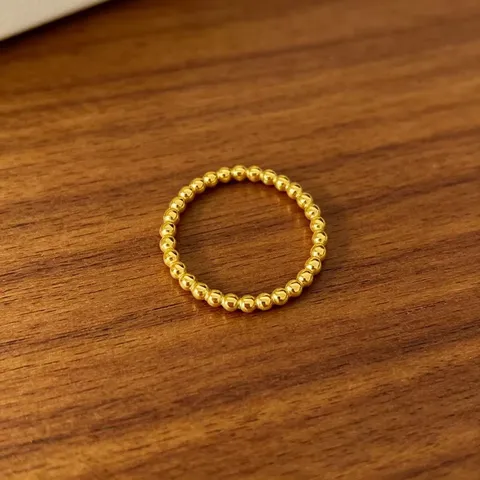 Minimalist Gold Plated Stainless Steel Bead Ring For Women Geometric Solid Beads Stackable Pinky Finger Ring Jewelry