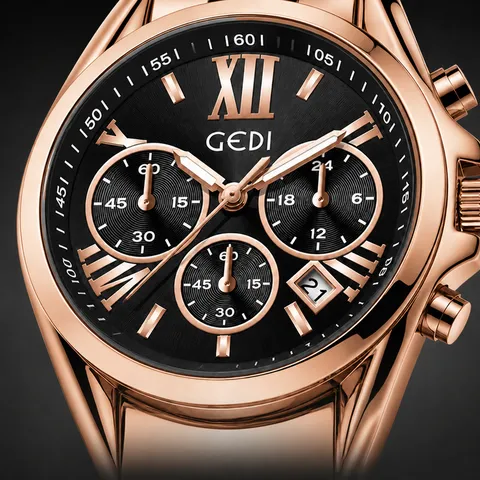 Orologio al Quarzo GEDI da Donna Business Cinturino in Acciaio Inossidabile Impermeabile Calendario Numeri Romani Elegante Orologio da Polso Gioiello