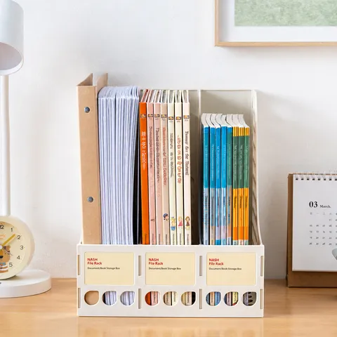 Organizador de Archivos de Escritorio Minimalista de Plástico Soporte para Revistas Con Compartimentos Para Libros Oficina Escuela Hogar Mesa de Estudio Bandeja de Documentos