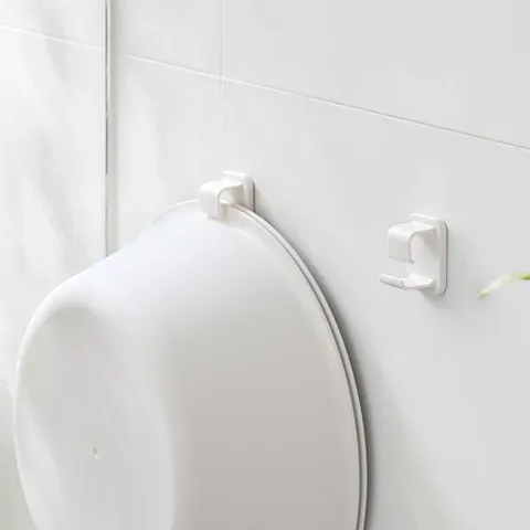 Gancio porta Lavabo da Parete Bianco in Plastica ABS Supporto Adesivo per Lavandino Organizer da Bagno Gancio Autoadesivo