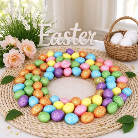 Mini Glitzer Schaumstoff Ostereier Bunte Dekorative Kleine Künstliche Eier Für DIY Festliche Party Haus Dekoration Zubehör