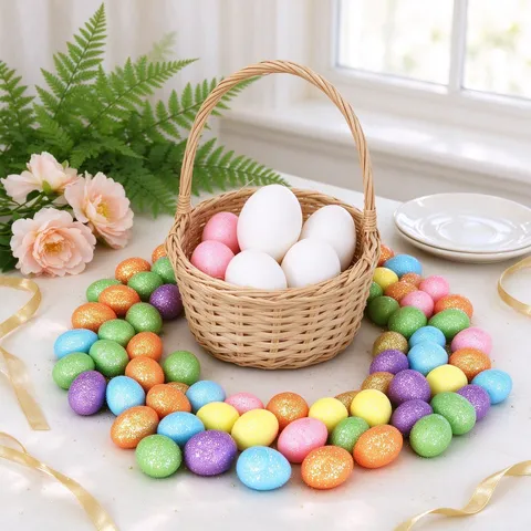 Mini Glitzer Schaumstoff Ostereier Bunte Dekorative Kleine Künstliche Eier Für DIY Festliche Party Haus Dekoration Zubehör
