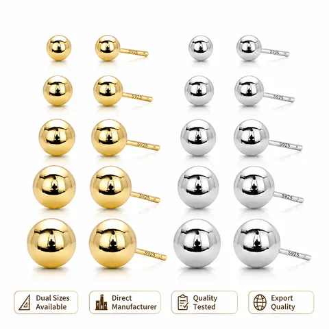 Minimalistische Ronde Bal Oorknopjes Met 925 Sterling Zilveren Oorpunt Gepolijste Eenvoudige Mode Sieraden Voor Vrouwen