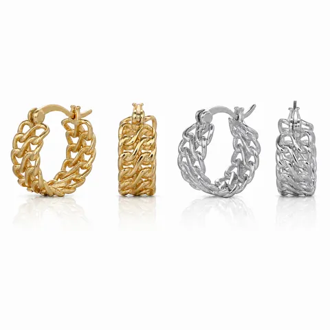925 Sterling Zilver Gevlochten Ketting Creolen Voor Vrouwen Minimalistisch Geometrisch Echt Gouden Plating Ins Stijl