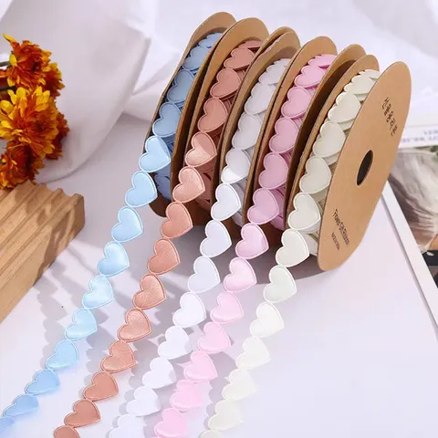 Hartvormig Lint Polyester Satijnen Lint Voor Valentijnsdag Cadeauverpakking Bloemen Verpakking DIY Hoofddeksel Accessoires Bruiloft Feest Decor