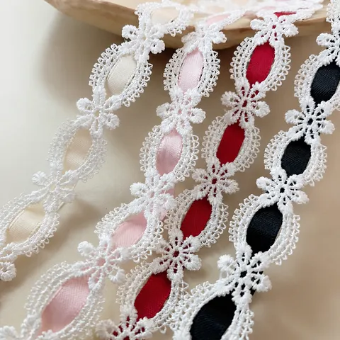 Bordo in Pizzo con Nastro di Poliestere Ricamato per Vestiti Lolita Tende Vestiti per Bambole Decorazione Cucito Fai da Te Accessori