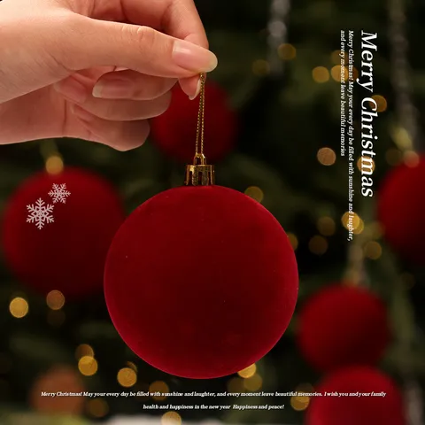 Beflockte Rote Weihnachtskugeln Für Den Weihnachtsbaum Hängende Dekorationen Festliche Party Haus Dekoration Modern Minimalistisch Xmas Kugel