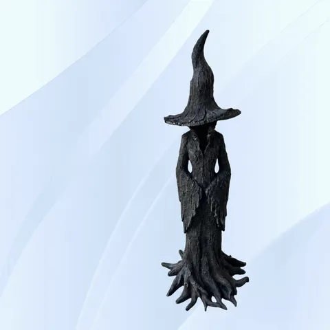 Figura de Bruja sin Rostro de Halloween Estatua de Fantasma de Resina Textura de Corteza Escultura Gótica para Decoración de Jardín