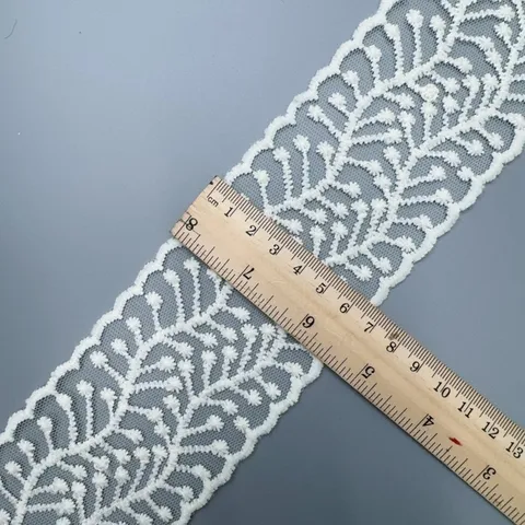 Milk Silk Mesh Embroidered Lace Trim Floral Bowknot Scalloped Edge DIY Hair Accessories Straw Hat Bow Decoration Material