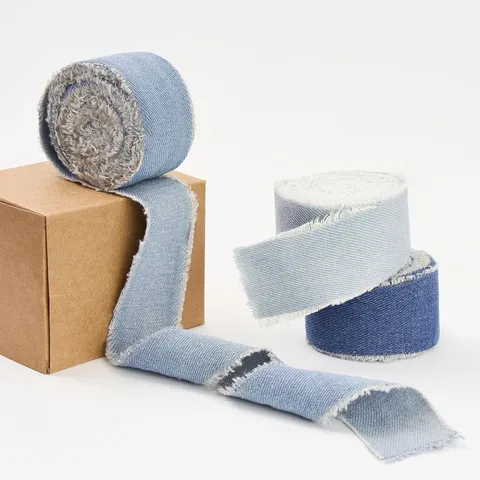 Denim Band Mit Ausgefransten Kanten Für DIY Bekleidungszubehör Vintage Stil Köper Stoffbesatz Für Hüte Haarschmuck
