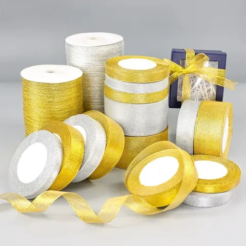 Μεταλλική Κορδέλα Glitter Λαμπερό Χρυσό Ασημί Διακοσμητικές Κορδέλες Για Συσκευασία Δώρου Χριστούγεννα Γάμος Γενέθλια DIY Χειροτεχνίες Κατασκευή Φιόγκων Διακοσμητικά Είδη