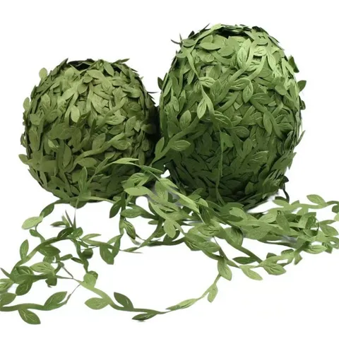Artificial Silk Green Leaf Ribbon Vine Willow Leaf Garland For DIY Crafts Wedding Party Decoration Wreath Making Home Wall Decor