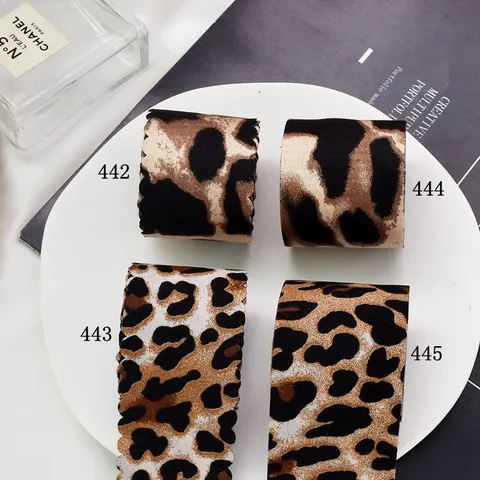 Leopard Print Fabric Ribbon For Handmade DIY Hair Accessories Bows Material Scalloped Edge Printed Ribbon Crafts Supplies