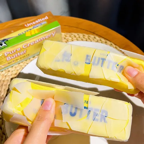 Simulation Crispy Butter Stick Squishy Toy Slow Rebound PU Food Butter Bar Stress Relief Squeeze Decompression Vent Toys For Office Home Adults