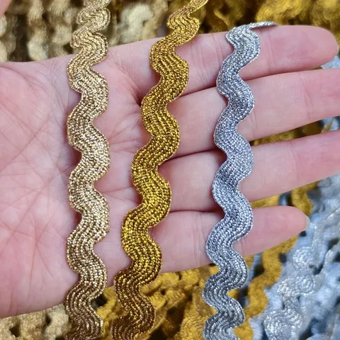Wellenförmiger S-Förmiger Geflochtener Spitzenbesatz Metallgarnband DIY Ethno-Bekleidung Heimdekoration Nähzubehör Gold Silber Stickbesatz