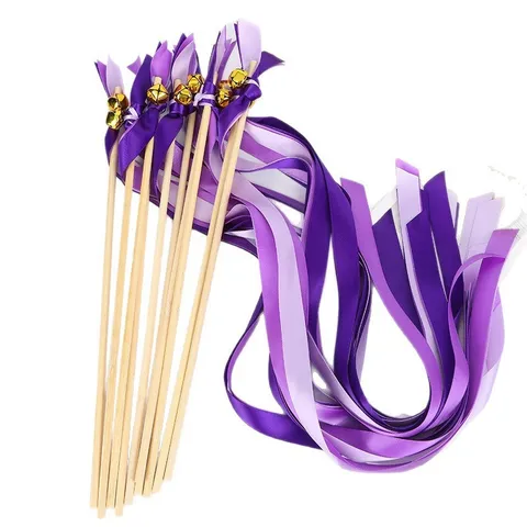 Baguettes de Ruban Avec Clochettes Baguettes de Fée en Tige de Fibre pour Décoration Mariage Fête Graduation Célébration Accessoires
