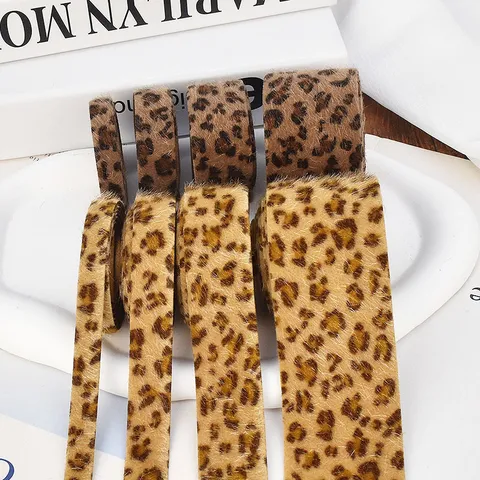 Autumn Winter Fashion Leopard Print Plush Fabric Ribbon DIY Handmade Craft Materials Faux Fur Tape For Hair Clips Accessories Jewelry Making