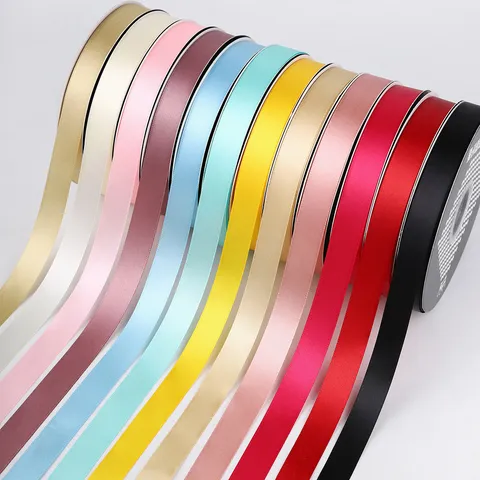 Polyester Satin Ribbon Roll For Gift Wrapping Cake Baking Flower Bouquet Wedding Party Decoration Smooth Silk Ribbon