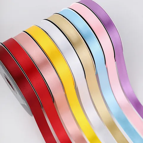 Polyester Satin Ribbon Roll For Gift Wrapping Cake Baking Flower Bouquet Wedding Party Decoration Smooth Silk Ribbon