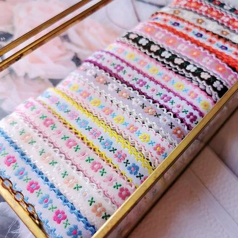 Pastoral Floral Embroidered Lace Trim Scalloped Edge Ethnic Style Ribbon For DIY Handcraft Hair Accessories Clothing Decoration