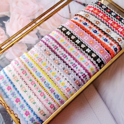 Pastoral Floral Embroidered Lace Trim Scalloped Edge Ethnic Style Ribbon For DIY Handcraft Hair Accessories Clothing Decoration
