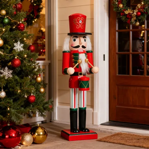 Figuras de Cascanueces de Navidad de Madera Pintadas a Mano Para Chimenea Puerta Escritorio Adornos de Árbol de Navidad