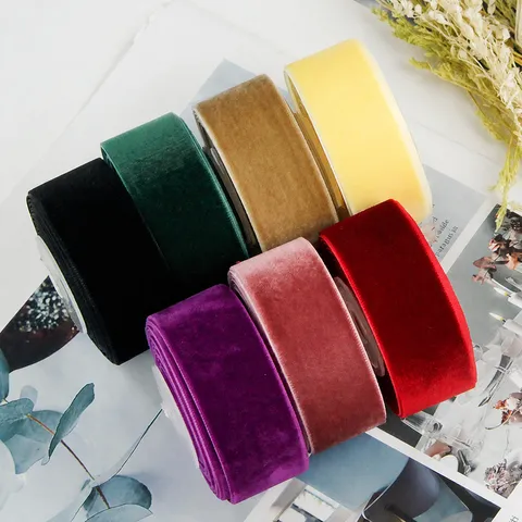 Luxury Flocked Velvet Ribbon Soft Solid Color Gift Wrapping Band For DIY Handmade Bows Christmas Party Decoration Crafts Supply