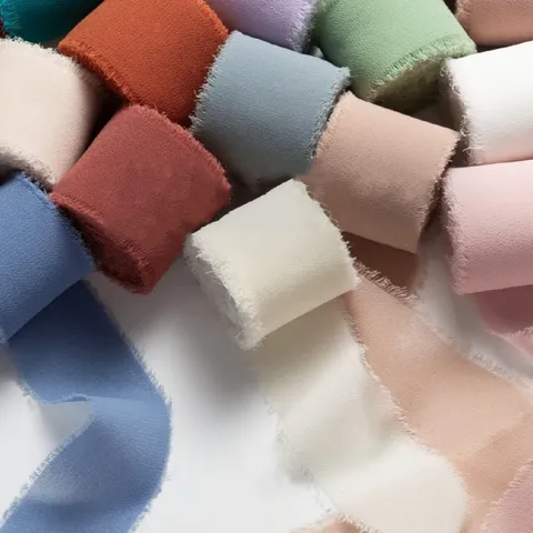 Handmade Frayed Edge Chiffon Ribbon For Wedding Invitations Bouquets Gift Wrapping DIY Crafts Ins Style Silk-Like Polyester Ribbon