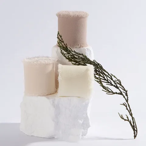 Handmade Frayed Edge Chiffon Ribbon For Wedding Invitations Bouquets Gift Wrapping DIY Crafts Ins Style Silk-Like Polyester Ribbon