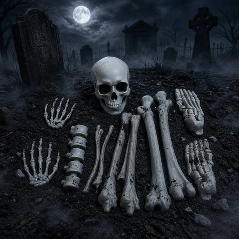 Gesimuleerde Menselijke Skeletbotten Voor Halloween Spookhuis Escape Room Decoratie Horror Rekwisieten Plastic Schedel Decor
