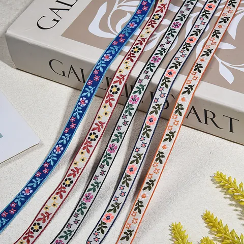 Ethnic Jacquard Ribbon Floral Leaf Pattern Embroidery Trim For Clothing Curtains Bag Straps Chinese Style DIY Sewing Accessories