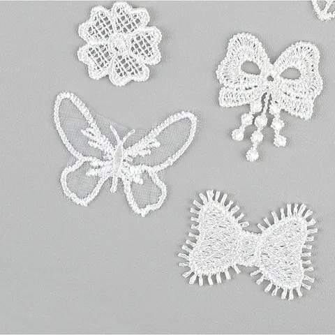 Patchs Brodés en Dentelle Blanche Appliqués en Dentelle de Maille Fleur Papillon Nœud pour Décoration Maison DIY Vêtements Sac Couture Accessoires