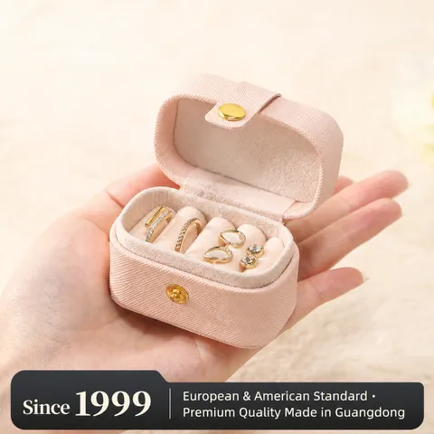 Mini Portable Jewelry Box For Rings Earrings PVC Jewelry Organizer Storage Box With Metal Snap Button For Travel Women