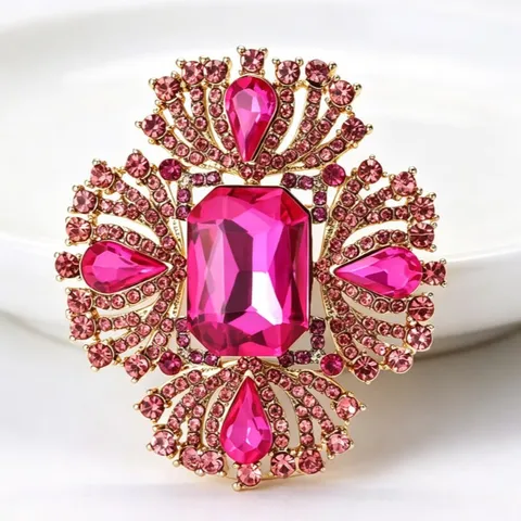 Elegant Tulip Flower Brooch Alloy Rhinestone Pave Artificial Pearl Corsage For Women Suit Accessory Gold Silver Brooches