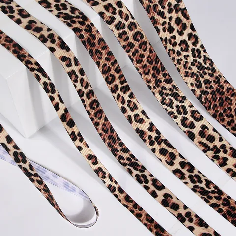 Λεοπάρ Κορδέλα Grosgrain για Αξεσουάρ Μαλλιών DIY Πολυεστερική Τυπωτή Κορδέλα για Διακόσμηση Συσκευασίας Δώρων Χειροτεχνία Ένδυσης
