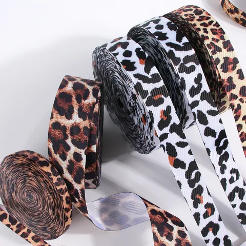 Λεοπάρ Κορδέλα Grosgrain για Αξεσουάρ Μαλλιών DIY Πολυεστερική Τυπωτή Κορδέλα για Διακόσμηση Συσκευασίας Δώρων Χειροτεχνία Ένδυσης