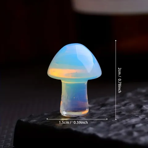 Ornement Mini Champignon Minimaliste Moderne Pierre de Cristal Naturelle Opalite Décoration pour Micro Paysage Maison Bureau Cadeau