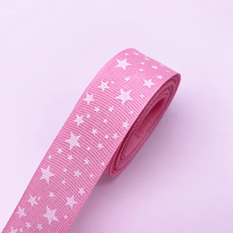 Star Printed Grosgrain Ribbon For DIY Hair Bows Gift Wrapping Packaging Star Pattern Polyester Ribbon Roll Decor