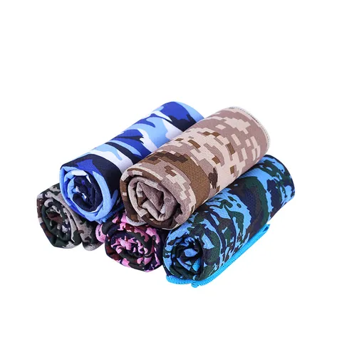 Camouflage Cooling Towel Quick Dry Ice Cold Sport Towel For Outdoor Running Fitness Gym Travel Breathable Physical Cooling Cold Sense Polyester Neck Wrap