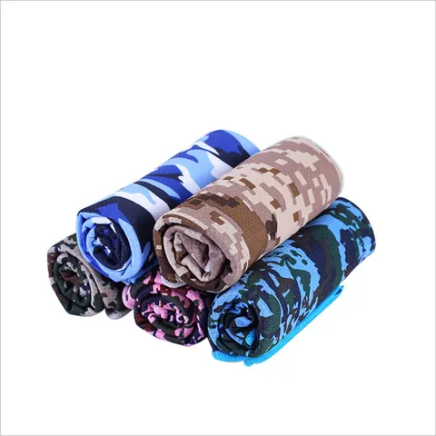 Camouflage Kühlhandtuch Schnelltrocknendes Eisig Kaltes Sporthandtuch Für Outdoor Laufen Fitness Studio Reise Atmungsaktive Physikalische Kühlung Polyester Halstuch