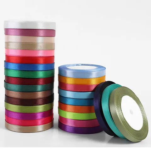Glossy Polyester Satin Ribbon For Gift Wrapping Cake Decoration DIY Crafts Wedding Party Hair Braiding Accessories Solid Color Decorative Ribbon
