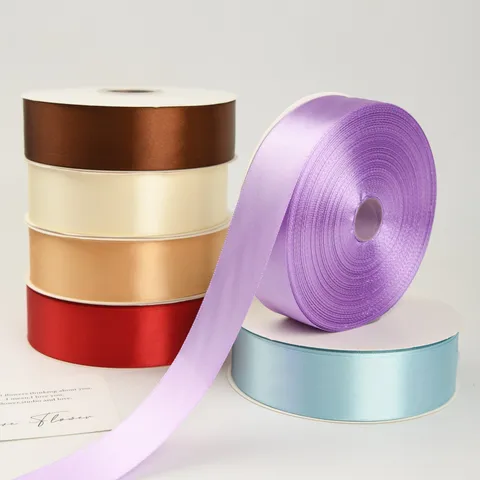 Solid Color Satin Ribbon For Wedding Party Decor DIY Handmade Rose Gift Wrapping Ribbon Polyester Webbing Roll