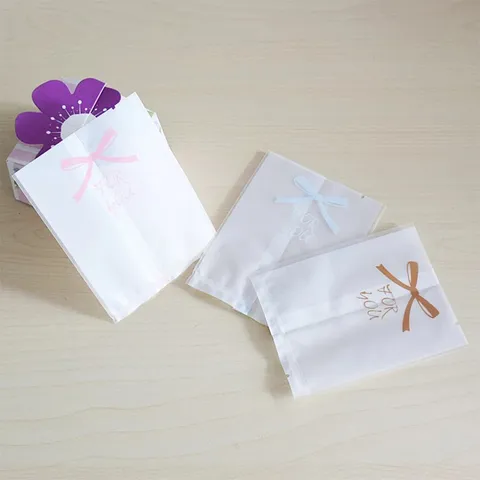 Translucent Matte Mooncake Bags With Bow Knot For You Printed Food Packaging Bags Heat Seal Cookie Bags For Bakery Gift