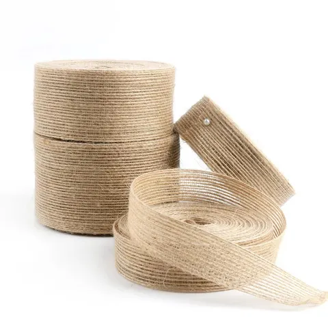 Ruban de Sangle en Jute Naturel Ruban Tissé en Toile de Jute Rustique pour Bricolage Emballage Cadeau Décoration Mariage Ruban de Chanvre