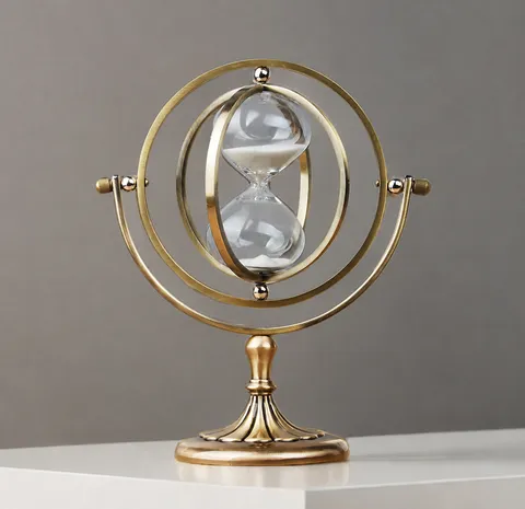 European Retro Rotating Globe Hourglass 15 Minutes Sand Timer Zinc Alloy Glass Vintage Desktop Ornament For Office Home Study Gift