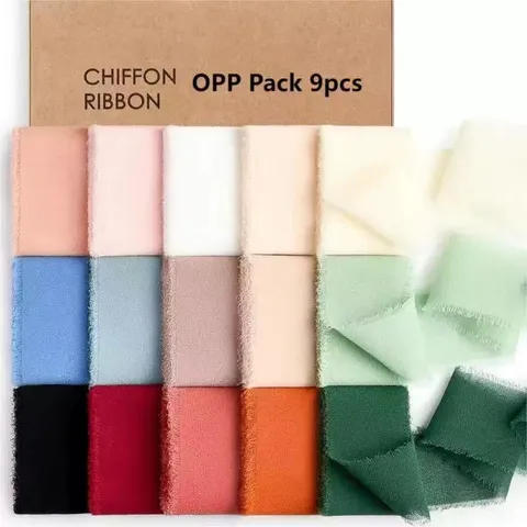 Handmade Frayed Edge Chiffon Ribbon Silk Like Satin Ribbon Hand Frayed For Wedding Bouquets Invitations Gift Wrapping DIY Crafts Party Decor Polyester Ribbon