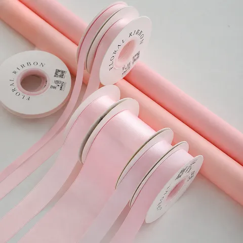 Einfarbiges Satinband Für Blumenstrauß Schleife DIY Handgemachte Geschenkdekoration Hochzeit Party Bastelbänder