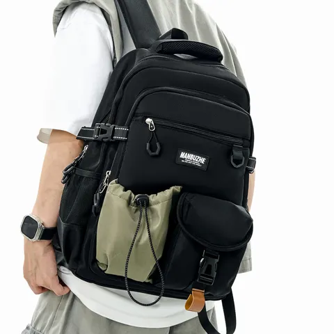 Japanese Minimalist Workwear Style Nylon Backpack Large Capacity Multi-Compartment Lightweight Hiking Bag For Men Women School Travel